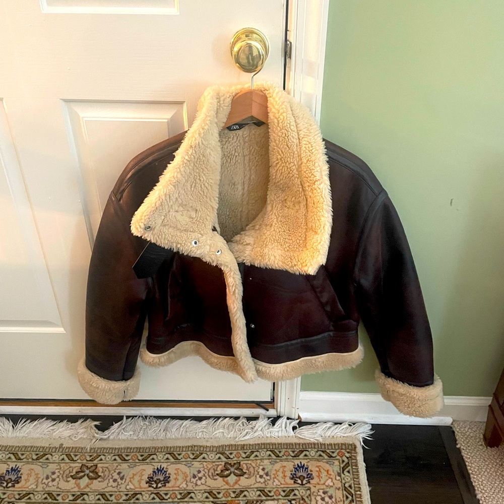 Zara Leather Bomber Jacket!